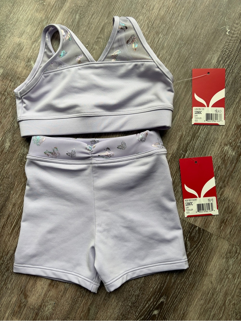 Capezio Lilac Butterfly Girls' Active Set - Sports Bra & Shorts